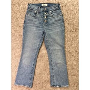 Madewell Jeans Womens 24 Cali Demi Boot Medium Wash Button Fly Cropped Denim
